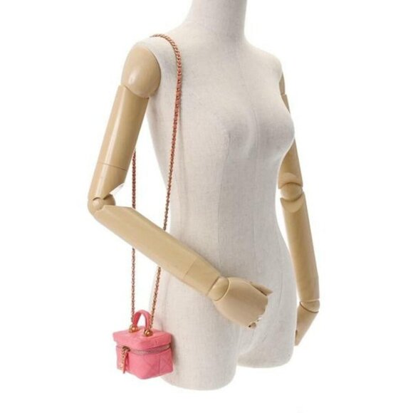 CHANEL Lambskin Quilted Mini Top Handle Rectangular Flap Bag Pink - Picture 3 of 11